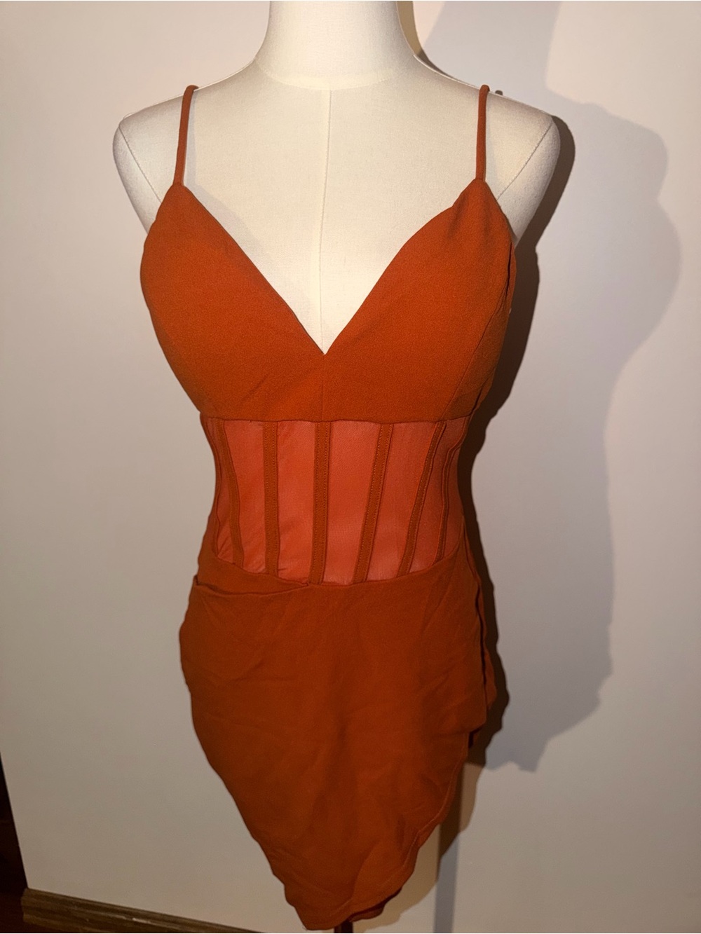Elegant Rust Orange Corset Dress